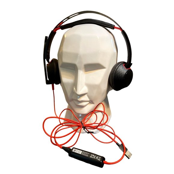 Plantronics Blackwire C5220 Black/Red On the Ear Headsets Microphone - Picture 1 of 6